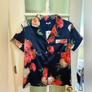 Chi Chi London Josey Pyjama set Navy Floral Sz 4 NWT